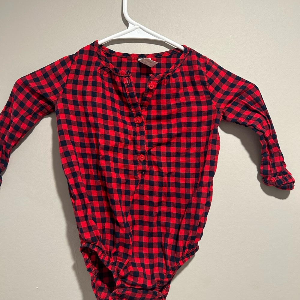 OshKosh B'gosh Red and Black Plaid Onesie
